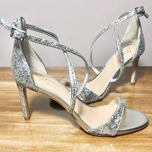 Badgley Mischka Strappy Glitter Heels